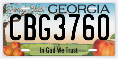 GA license plate CBG3760
