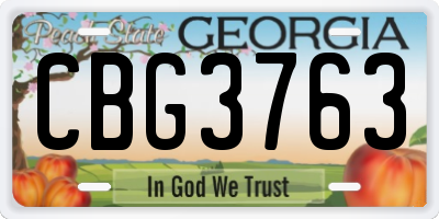 GA license plate CBG3763