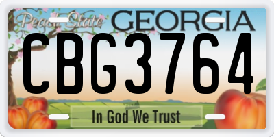 GA license plate CBG3764