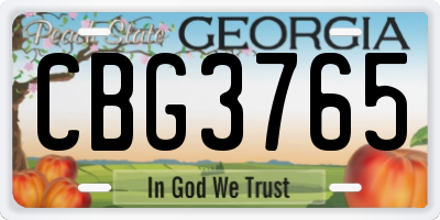GA license plate CBG3765
