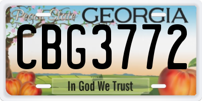 GA license plate CBG3772