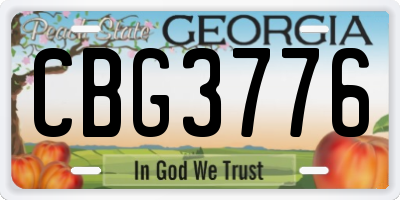 GA license plate CBG3776