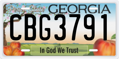 GA license plate CBG3791
