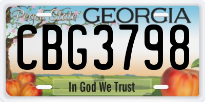 GA license plate CBG3798