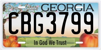 GA license plate CBG3799