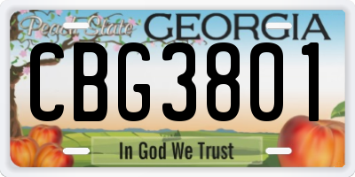GA license plate CBG3801