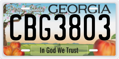 GA license plate CBG3803