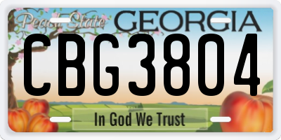 GA license plate CBG3804