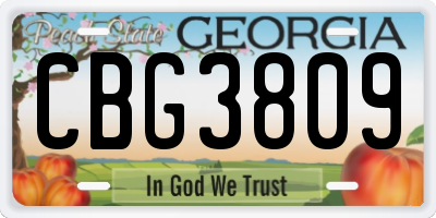 GA license plate CBG3809