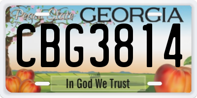 GA license plate CBG3814