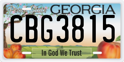 GA license plate CBG3815