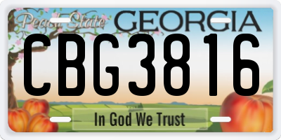 GA license plate CBG3816