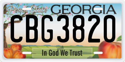 GA license plate CBG3820