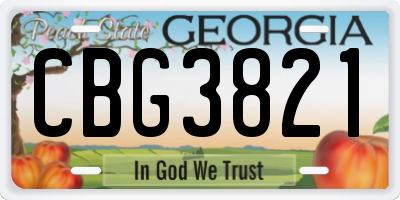 GA license plate CBG3821