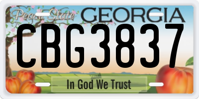GA license plate CBG3837