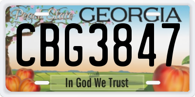 GA license plate CBG3847