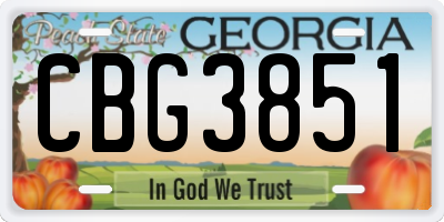 GA license plate CBG3851