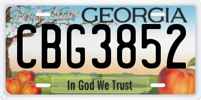 GA license plate CBG3852