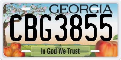 GA license plate CBG3855