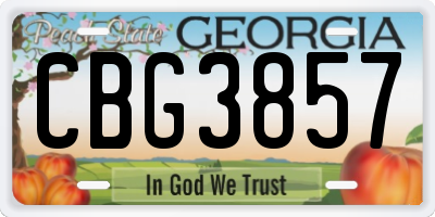 GA license plate CBG3857