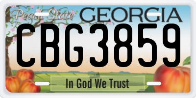 GA license plate CBG3859