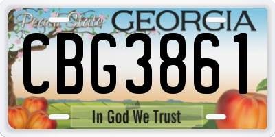 GA license plate CBG3861