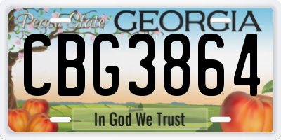 GA license plate CBG3864