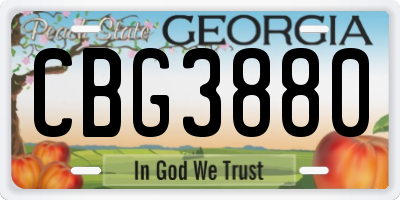 GA license plate CBG3880