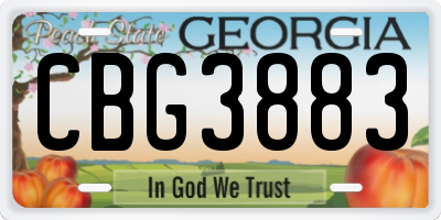 GA license plate CBG3883