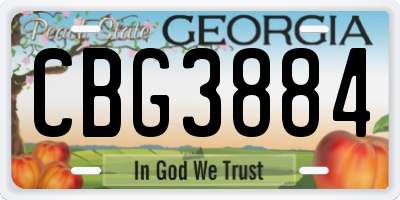 GA license plate CBG3884