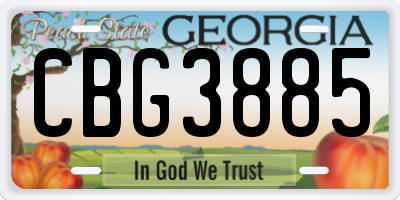 GA license plate CBG3885
