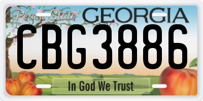 GA license plate CBG3886