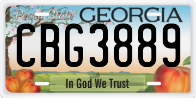 GA license plate CBG3889