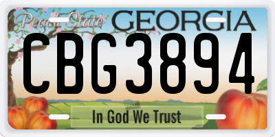 GA license plate CBG3894
