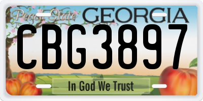 GA license plate CBG3897
