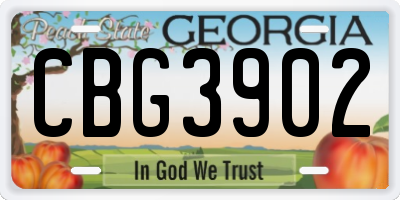 GA license plate CBG3902