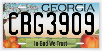 GA license plate CBG3909