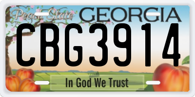 GA license plate CBG3914
