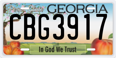 GA license plate CBG3917