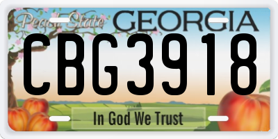 GA license plate CBG3918