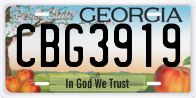 GA license plate CBG3919