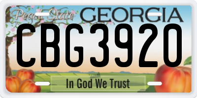 GA license plate CBG3920