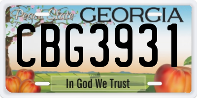 GA license plate CBG3931