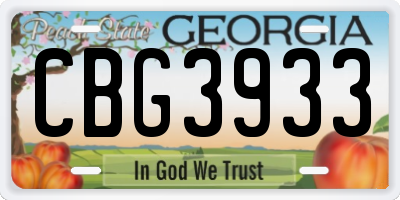 GA license plate CBG3933