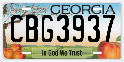 GA license plate CBG3937