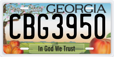 GA license plate CBG3950