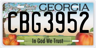 GA license plate CBG3952
