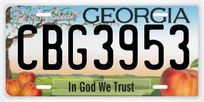 GA license plate CBG3953