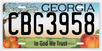 GA license plate CBG3958