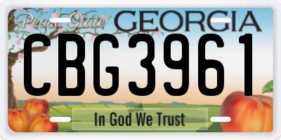 GA license plate CBG3961